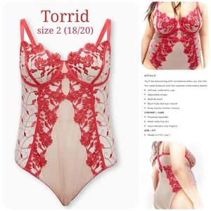 Torrid sz 2 (18/20) Bodysuit Mesh Coral Teddy